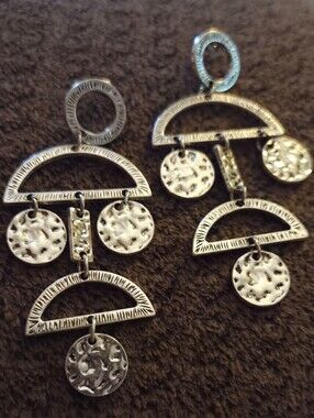 Silver Geometric Dangle Earrings